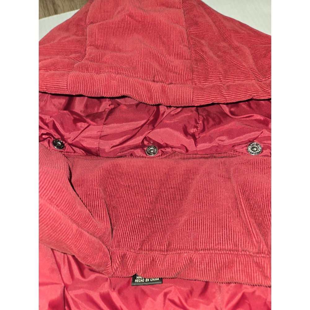 1 Madison Vintage Red Corduroy Puffer Jacket With Hood Small Feather Lite Down - Picture 5 of 11